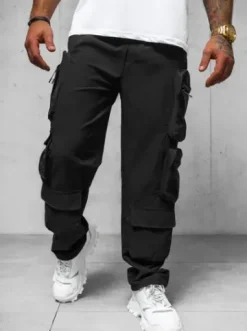 Spodnie męskie cargo wide leg czarne O/PS5528^Ozonee Sale