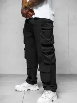 Spodnie męskie cargo wide leg czarne O/PS5528^Ozonee Sale