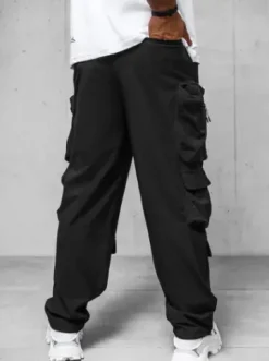 Spodnie męskie cargo wide leg czarne O/PS5528^Ozonee Sale