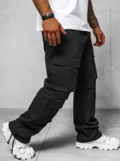 Spodnie męskie cargo wide leg czarne O/G3019Z^Ozonee Hot