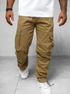 Spodnie męskie cargo wide leg camelowe O/G3179Z^Ozonee Clearance