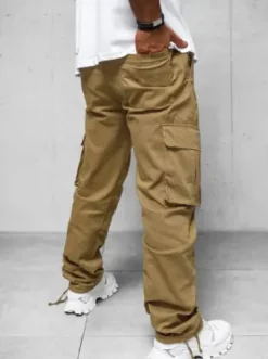 Spodnie męskie cargo wide leg camelowe O/G3179Z^Ozonee Clearance