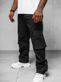 Spodnie męskie cargo wide leg czarne O/G3016Z^Ozonee Online
