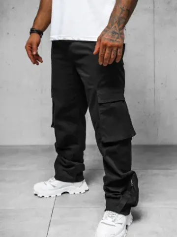 Spodnie męskie cargo wide leg czarne O/G3016Z^Ozonee Online
