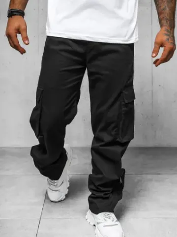 Spodnie męskie cargo wide leg czarne O/G3016Z^Ozonee Online