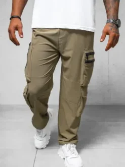 Spodnie męskie cargo wide leg ciemno-beżowe O/PS5527^Ozonee Online