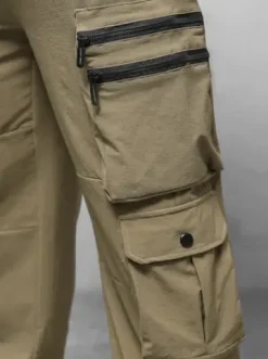 Spodnie męskie cargo wide leg ciemno-beżowe O/PS5527^Ozonee Online
