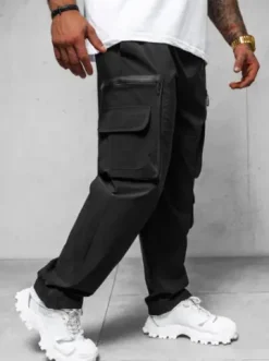 Spodnie męskie cargo wide leg czarne O/PS5526^Ozonee Fashion