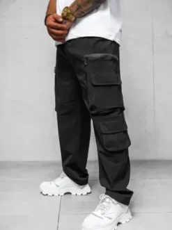 Spodnie męskie cargo wide leg czarne O/PS5526^Ozonee Fashion