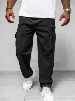 Spodnie męskie cargo wide leg czarne O/PS5526^Ozonee Fashion