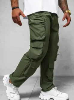 Spodnie męskie cargo wide leg khaki O/PS5528^Ozonee Best