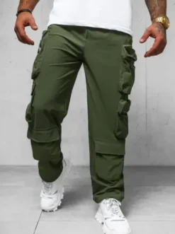 Spodnie męskie cargo wide leg khaki O/PS5528^Ozonee Best