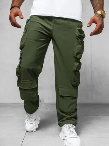 Spodnie męskie cargo wide leg khaki O/PS5528^Ozonee Best
