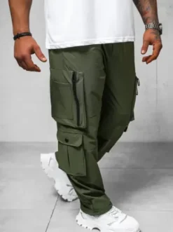 Spodnie męskie cargo wide leg khaki O/PS5527^Ozonee Sale