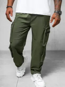 Spodnie męskie cargo wide leg khaki O/PS5527^Ozonee Sale