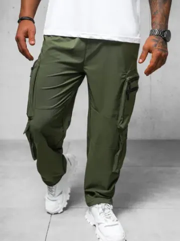 Spodnie męskie cargo wide leg khaki O/PS5527^Ozonee Sale
