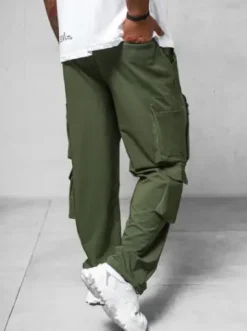 Spodnie męskie cargo wide leg khaki O/PS5527^Ozonee Sale