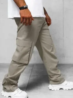 Spodnie męskie cargo wide leg szare O/G3016Z^Ozonee Outlet