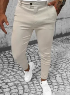 Spodnie męskie chino beżowe O/P4049^Ozonee New