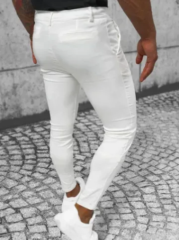 Spodnie męskie chino ecru O/P4049^Ozonee Fashion
