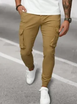 Spodnie męskie chino joggery beżowe NB/MP0202KZ^Ozonee Best