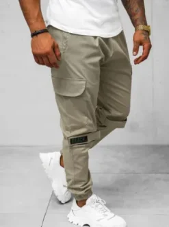 Spodnie męskie chino joggery beżowe O/G3014Z^Ozonee New