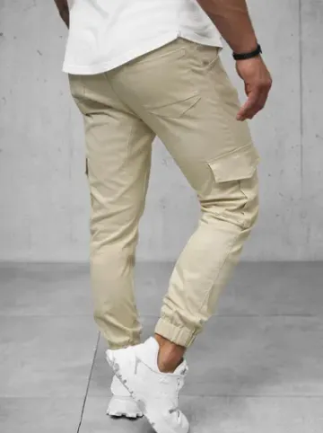 Spodnie męskie chino joggery beżowe A/404^Ozonee Fashion