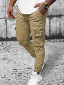 Spodnie męskie chino joggery beżowe NB/MP0201K^Ozonee Fashion