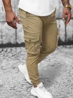 Spodnie męskie chino joggery beżowe NB/MP0201K^Ozonee Fashion