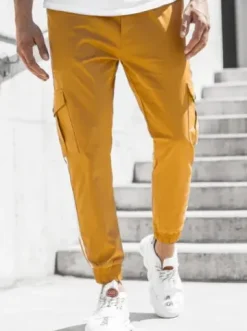 Spodnie męskie chino joggery camelowe DJ/5580^Ozonee Outlet