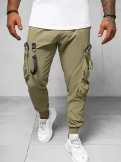 Spodnie męskie chino joggery ciemno-beżowe O/PS5519^Ozonee Online