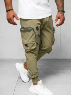 Spodnie męskie chino joggery ciemno-beżowe O/PS5519^Ozonee Online