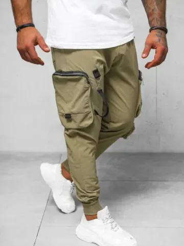 Spodnie męskie chino joggery ciemno-beżowe O/PS5519^Ozonee Online