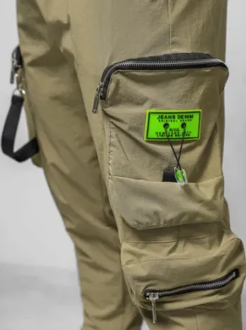 Spodnie męskie chino joggery ciemno-beżowe O/PS5519^Ozonee Online