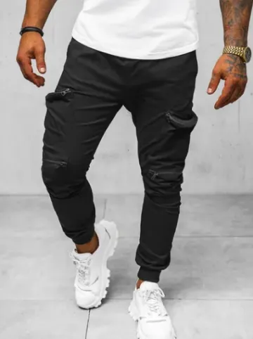 Spodnie męskie chino joggery czarne O/475^Ozonee Clearance