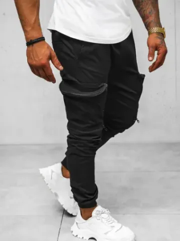 Spodnie męskie chino joggery czarne O/475^Ozonee Clearance