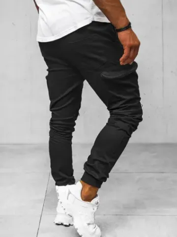 Spodnie męskie chino joggery czarne O/475^Ozonee Clearance