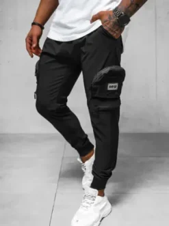 Spodnie męskie chino joggery czarne O/PS5501^Ozonee Clearance