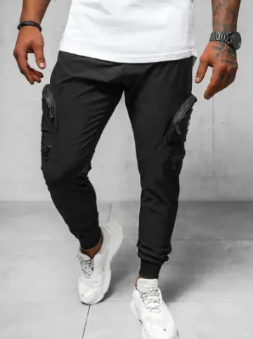 Spodnie męskie chino joggery czarne O/PS5501^Ozonee Clearance