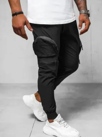 Spodnie męskie chino joggery czarne O/PS5501^Ozonee Clearance