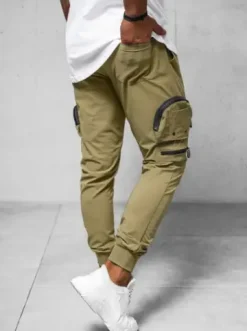 Spodnie męskie chino joggery ciemno-beżowe O/PS5501^Ozonee Discount