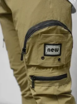 Spodnie męskie chino joggery ciemno-beżowe O/PS5501^Ozonee Discount