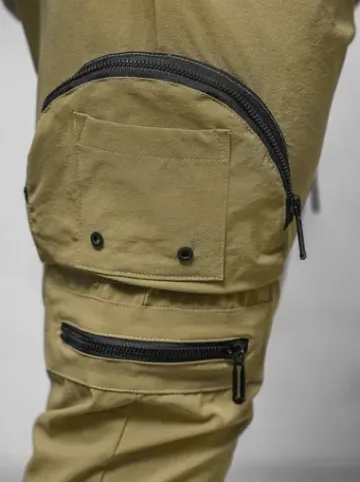 Spodnie męskie chino joggery ciemno-beżowe O/PS5501^Ozonee Discount