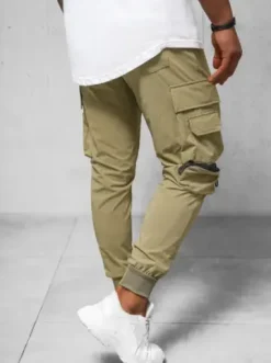 Spodnie męskie chino joggery ciemno-beżowe O/PS5520^Ozonee Best