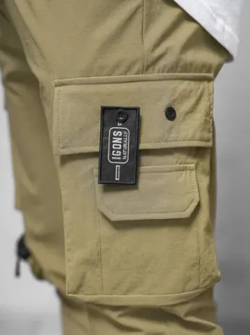 Spodnie męskie chino joggery ciemno-beżowe O/PS5520^Ozonee Best