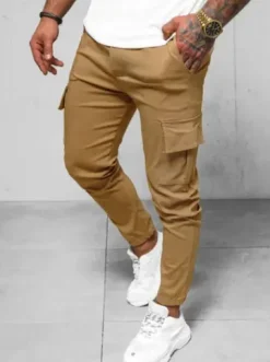 Spodnie męskie chino joggery camelowe O/1404SP^Ozonee Hot