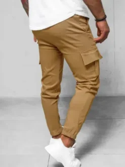 Spodnie męskie chino joggery camelowe O/1404SP^Ozonee Hot