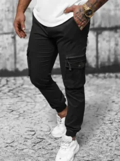 Spodnie męskie chino joggery czarne NB/MP0201N^Ozonee Best