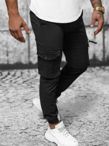 Spodnie męskie chino joggery czarne NB/MP0201N^Ozonee Best