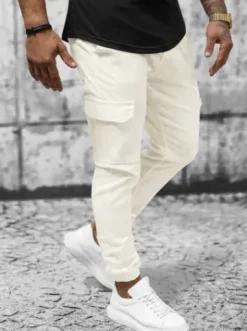 Spodnie męskie chino joggery ecru O/P4051^Ozonee Hot